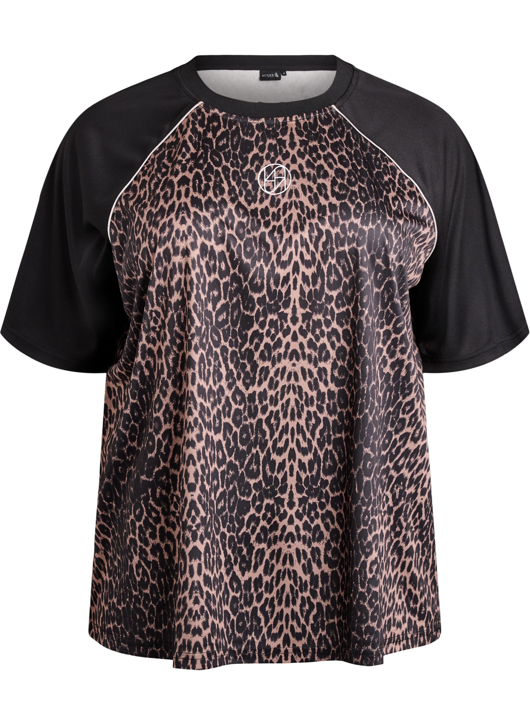 ZizziT-shirt de sport &agrave; imprim&eacute; l&eacute;opard et manches raglan, Camel, Packshot image number 0
