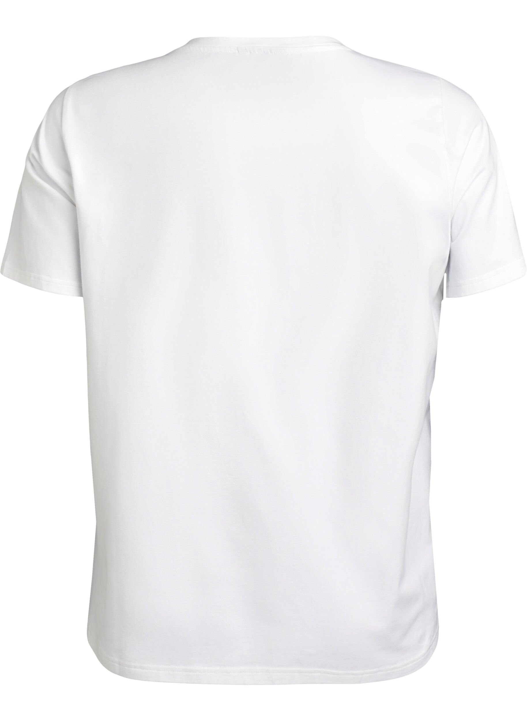 Zizzi T-shirt en coton biologique avec imprim&eacute; floral, B. White w. EMB, Packshot image number 1