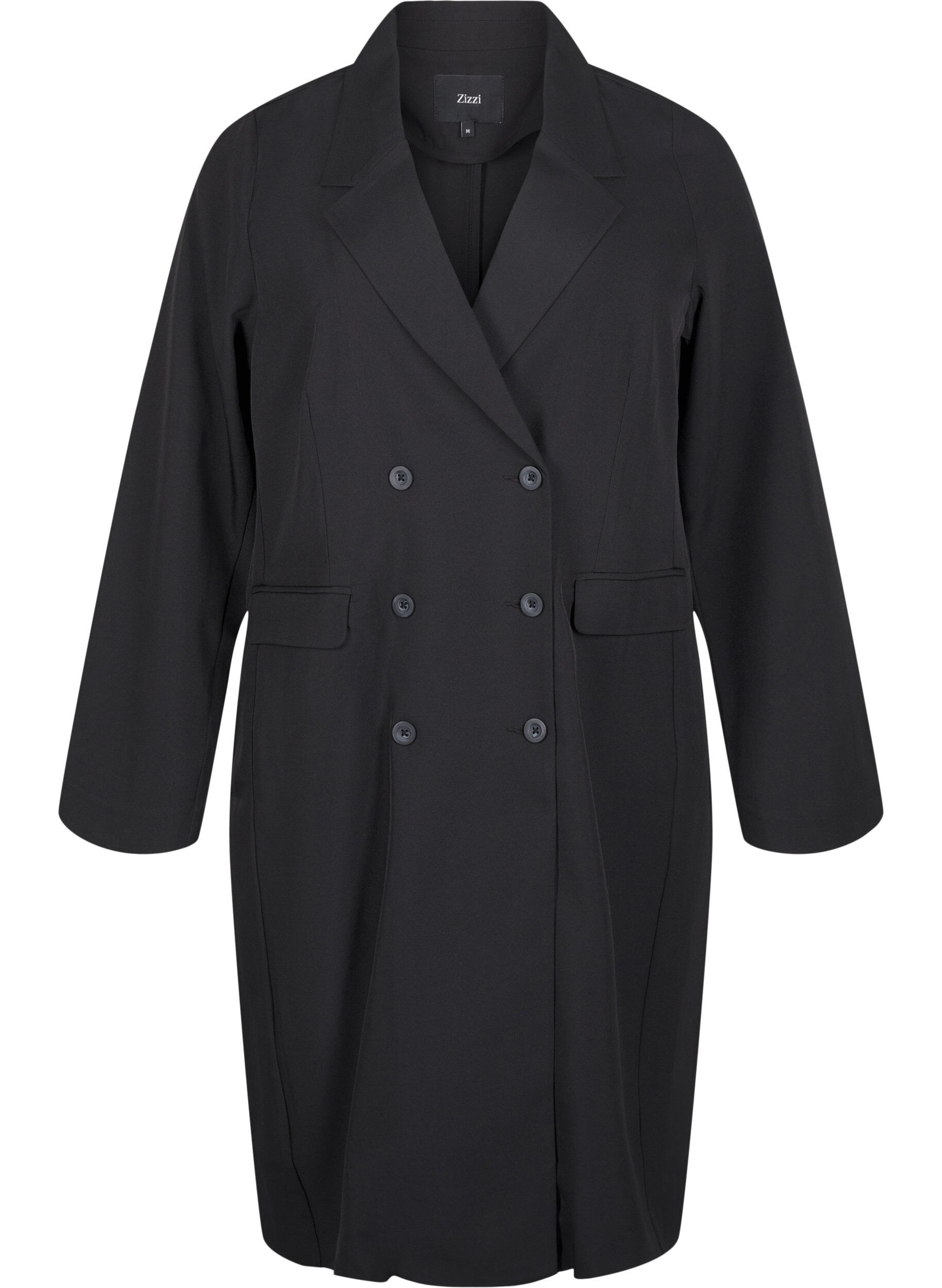 Zizzi Robe blazer crois&eacute;e, Black, Packshot image number 0