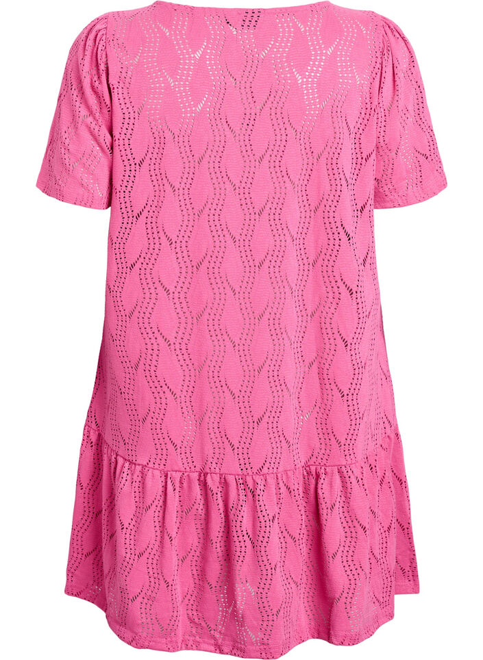 Robe courte en jersey &agrave; motif ajour&eacute;, Rose, Packshot image number 1