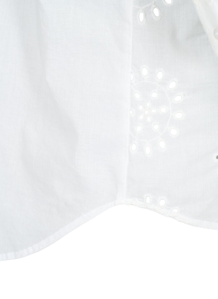 Chemisier avec broderie anglaise et manches 3/4, Bright White, Packshot image number 3