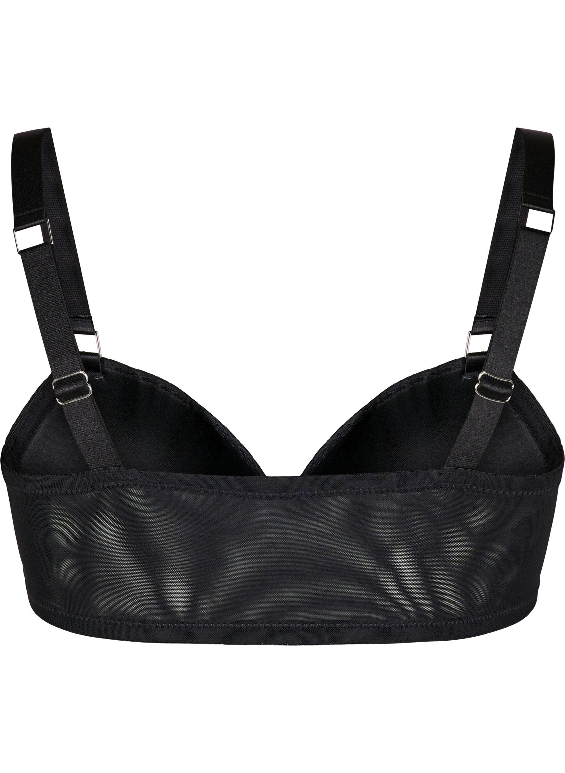 Zizzi Soutien-gorge moul&eacute; &agrave; dentelle et &agrave; fermeture avant, Noir, Packshot image number 1