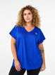 T-shirt de sport ample avec col en v, Bleu, Model image number 0