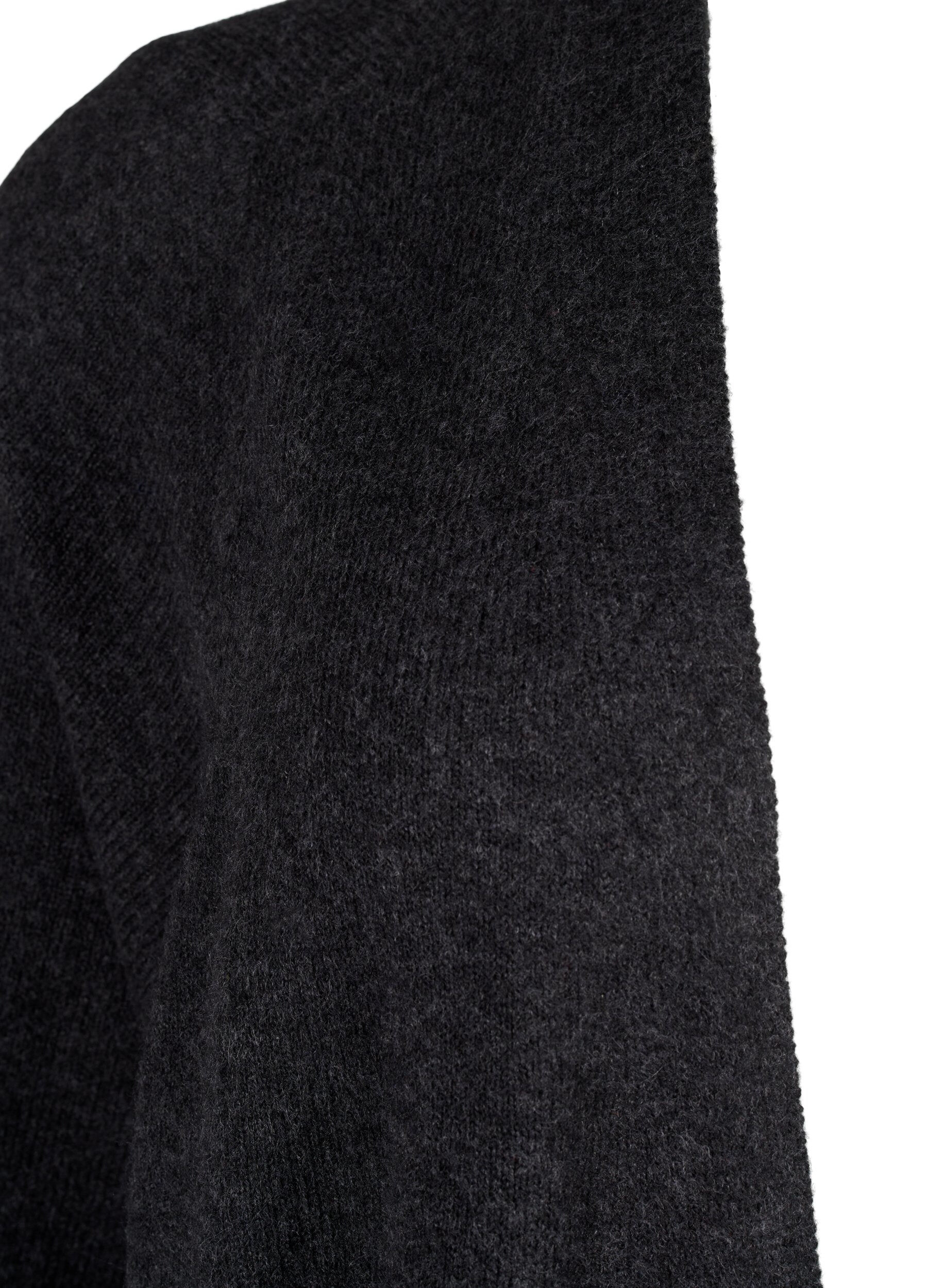 Zizzi Long cardigan tricot&eacute; avec poches, Dark Grey Melange, Packshot image number 4