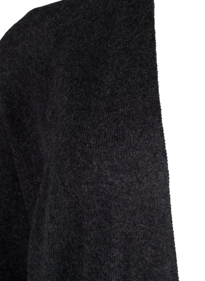 Long cardigan tricoté avec poches, Dark Grey Melange, Packshot image number 4