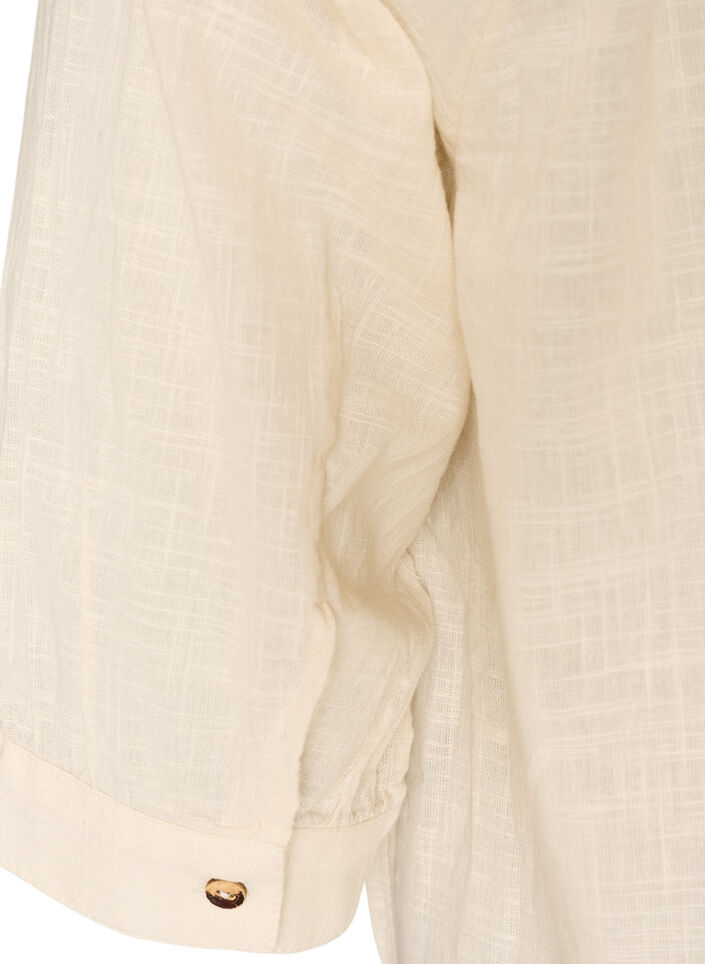 Tunique en coton avec un col en V, Vanille, Packshot image number 3