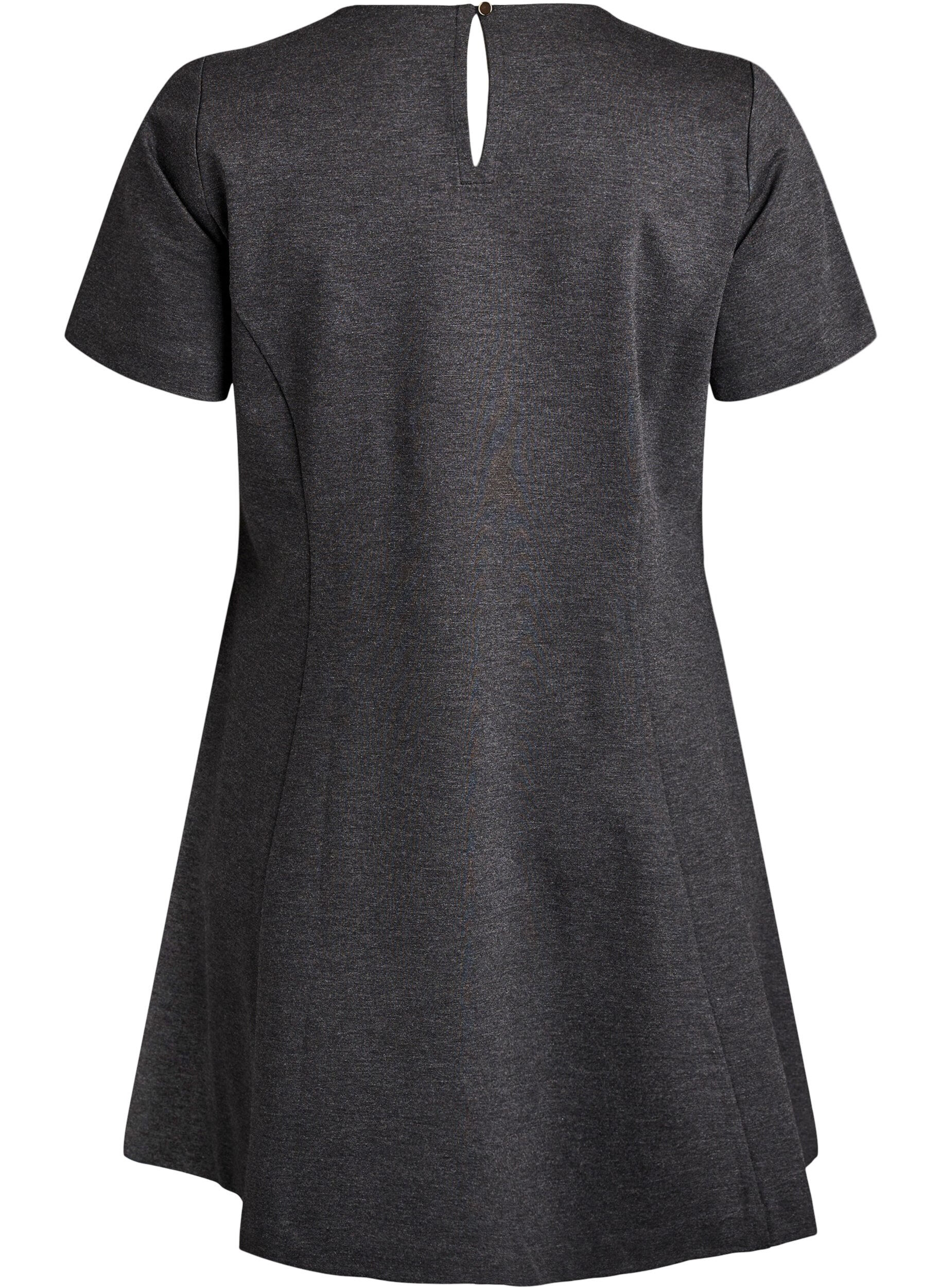 Zizzi Robe courte &eacute;vas&eacute;e en jersey, Gris anthracite, Packshot image number 1