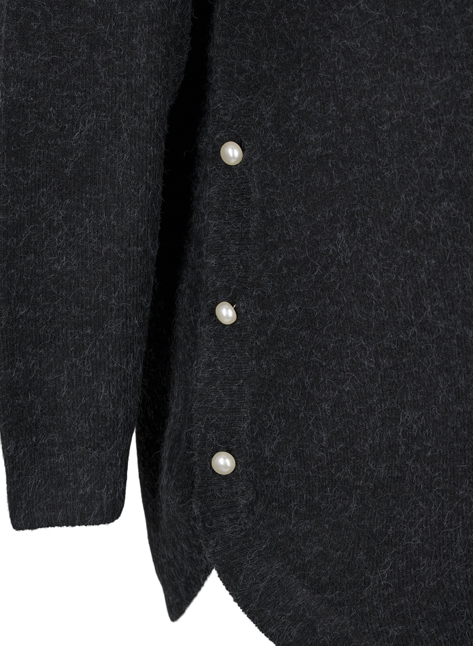 Zizzi Chemisier en tricot avec des d&eacute;tails de perles, Dark Grey Melange, Packshot image number 3