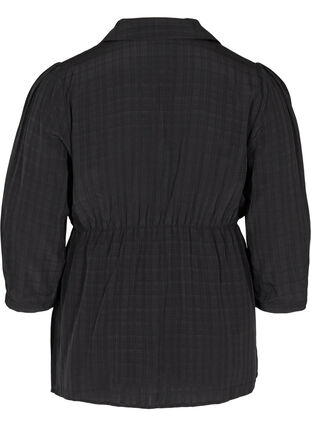 Chemise à manches bouffantes 3/4 et col, Black, Packshot image number 1