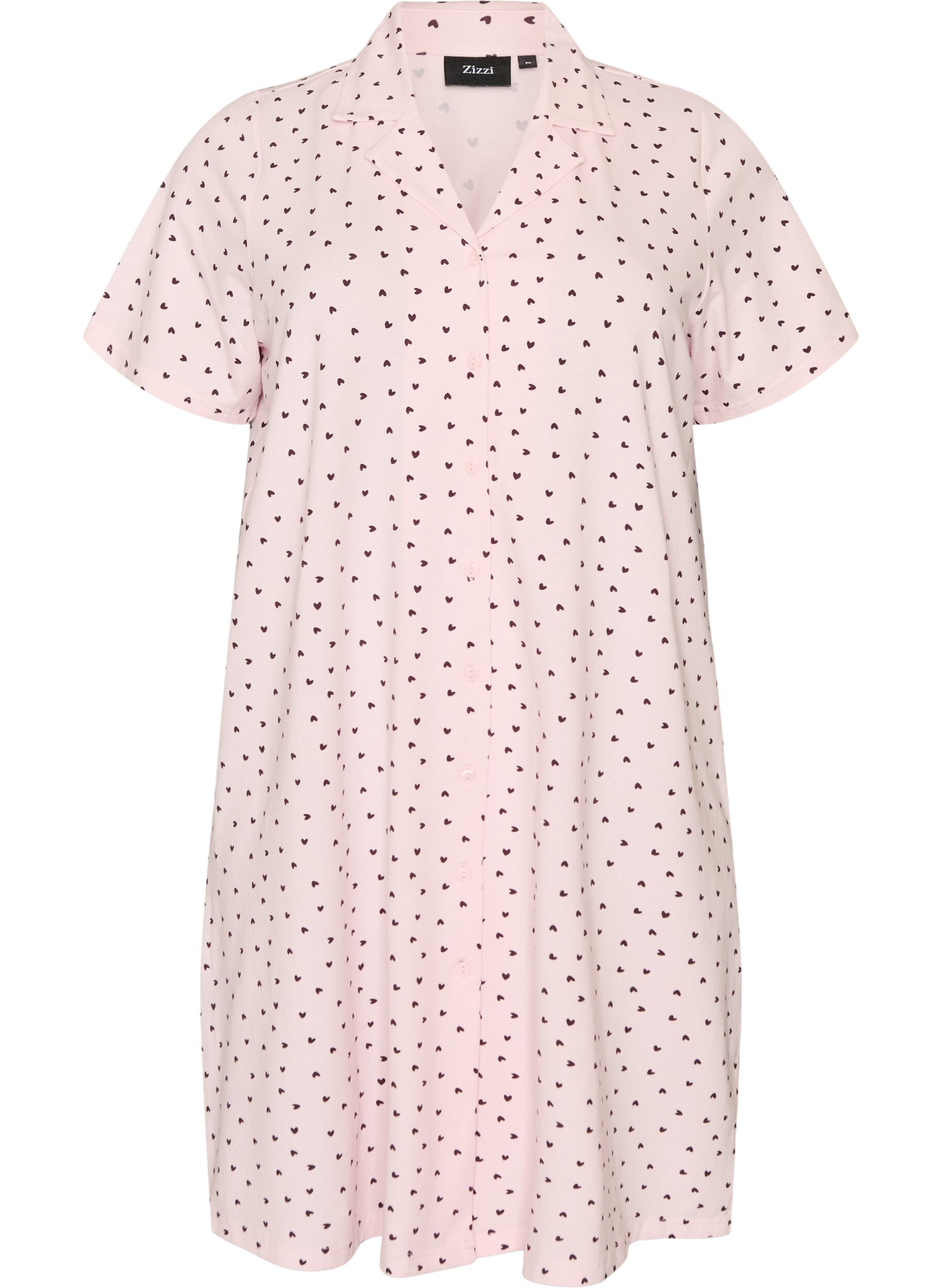 ZizziChemise de nuit en coton &agrave; boutons, Rose, Packshot image number 0