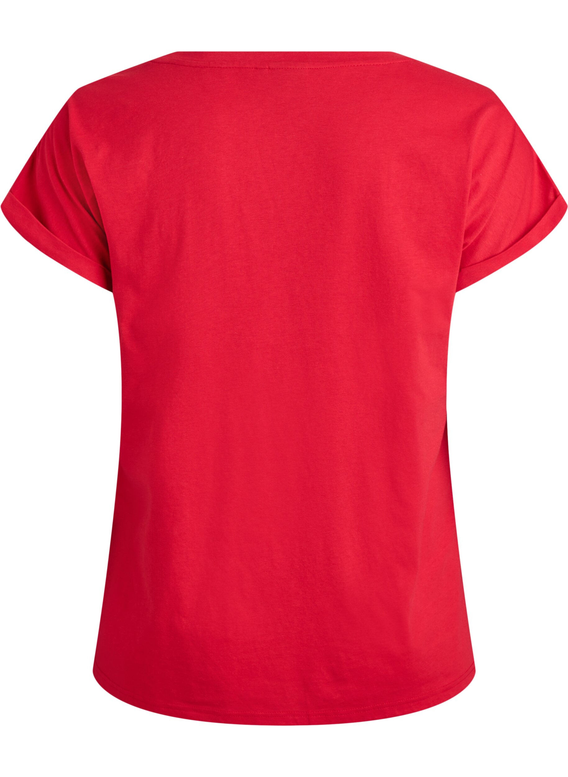 ZizziT-shirt &agrave; manches courtes en coton m&eacute;lang&eacute;, Rouge, Packshot image number 1
