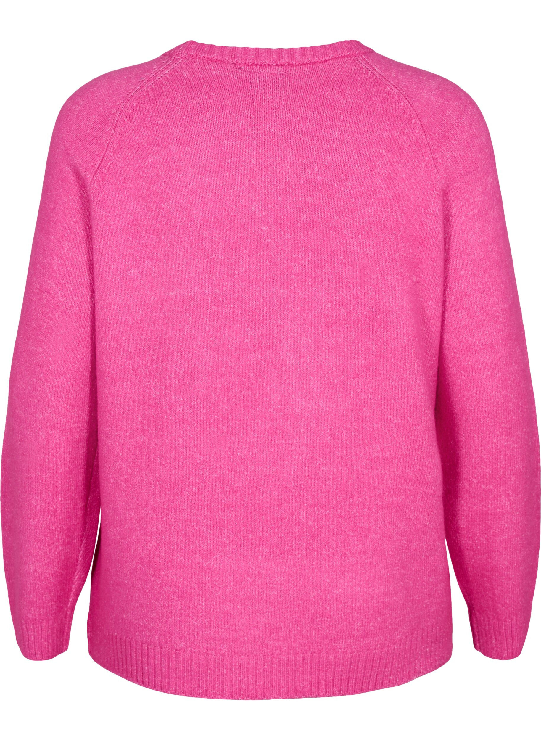Zizzi Chemisier en tricot avec texte brod&eacute;., Raspberry Rose, Packshot image number 1