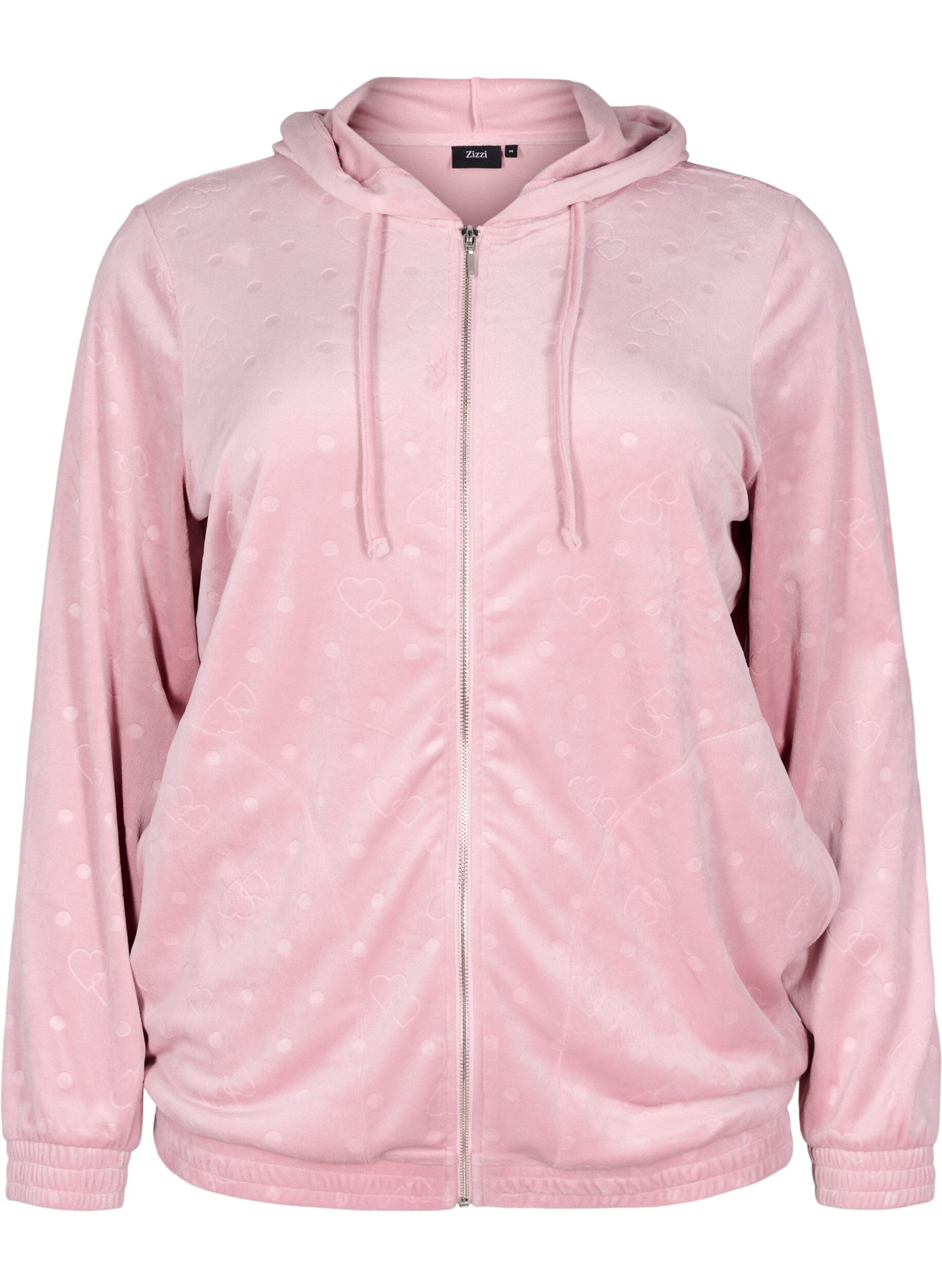 Zizzi Cardigan &agrave; capuche en velours avec poches, Rose, Packshot image number 0