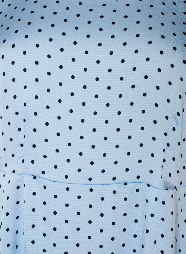 Robe midi &agrave; pois avec encolure carr&eacute;e, Bleu Clair, Packshot image number 2