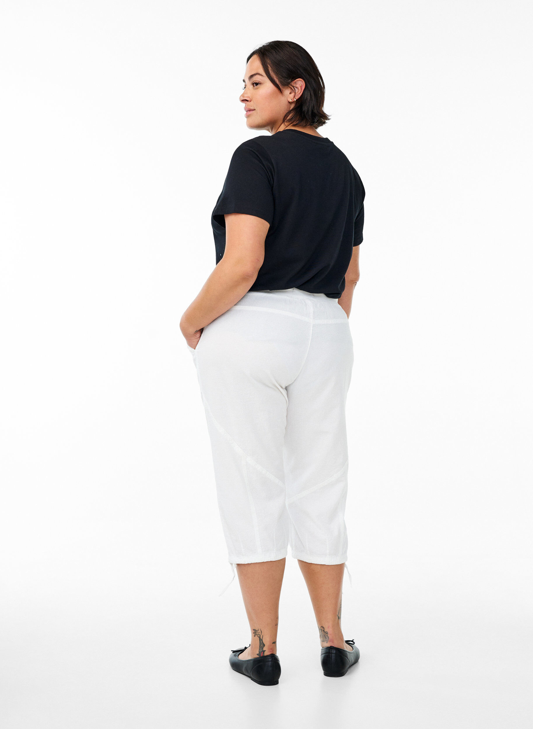 ZizziPantacourt en coton, Blanc, Model image number 1
