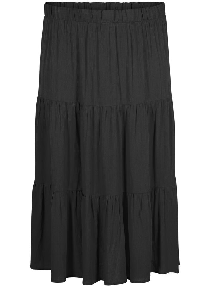 Jupe longue &agrave; taille &eacute;lastiqu&eacute;e, Noir, Packshot image number 0