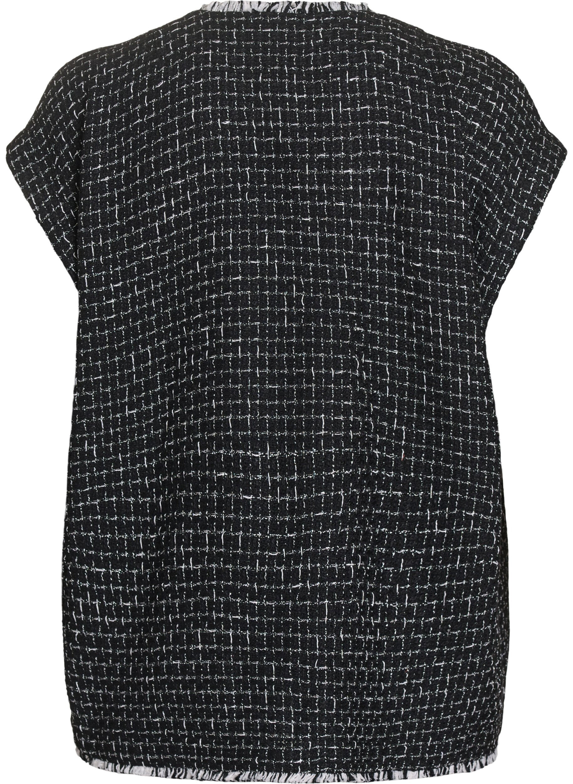 ZizziGilet &agrave; carreaux avec boutons d&eacute;coratifs, Noir, Packshot image number 1