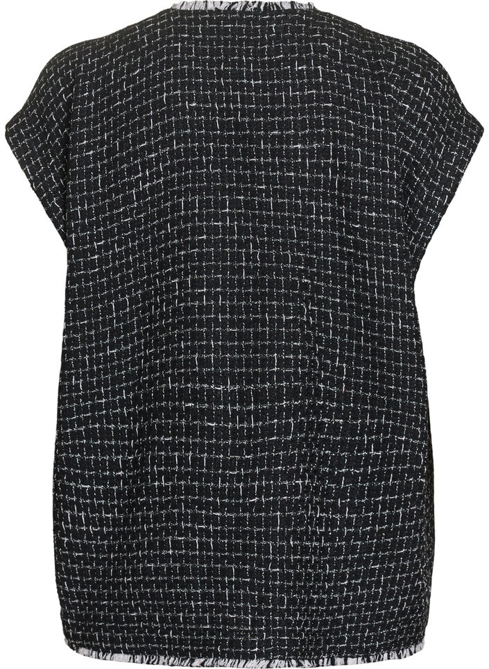 Gilet &agrave; carreaux avec boutons d&eacute;coratifs, Noir, Packshot image number 1