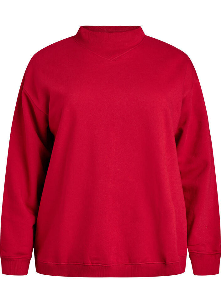 Sweatshirt &agrave; col montant et manches longues, Rouge, Packshot image number 0