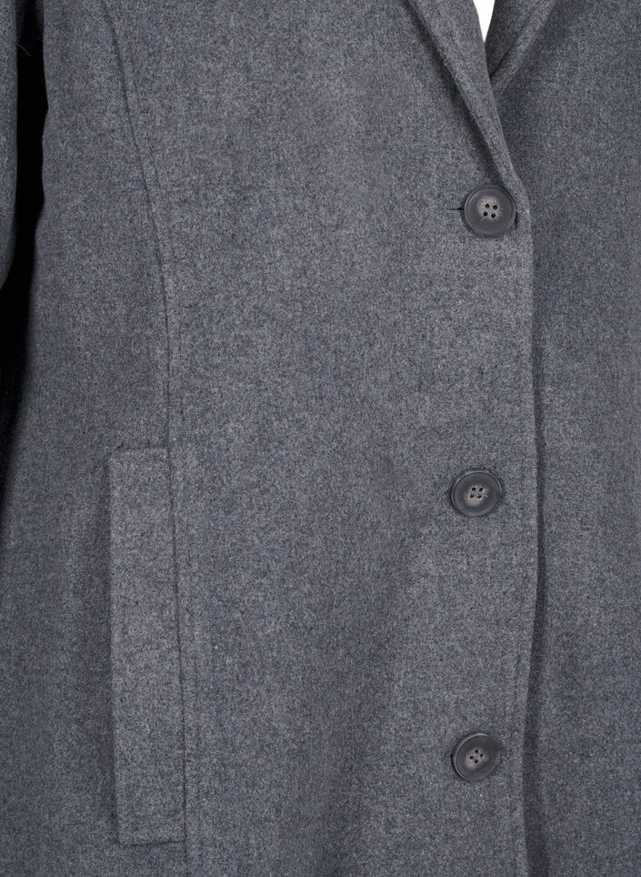 Manteau long en laine avec des poches, Dark Grey Melange, Packshot image number 3