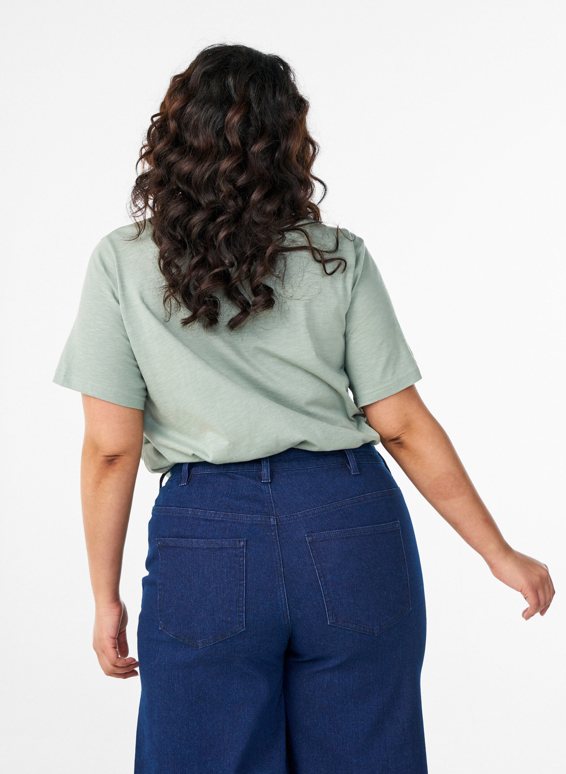 Zizzi T-shirt dot&eacute; de boutons, Vert clair, Model image number 2