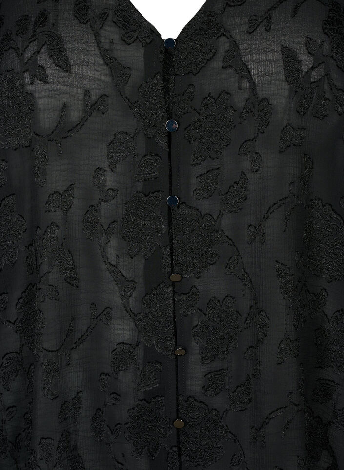 Chemise à manches longues avec look jacquard, Black, Packshot image number 2