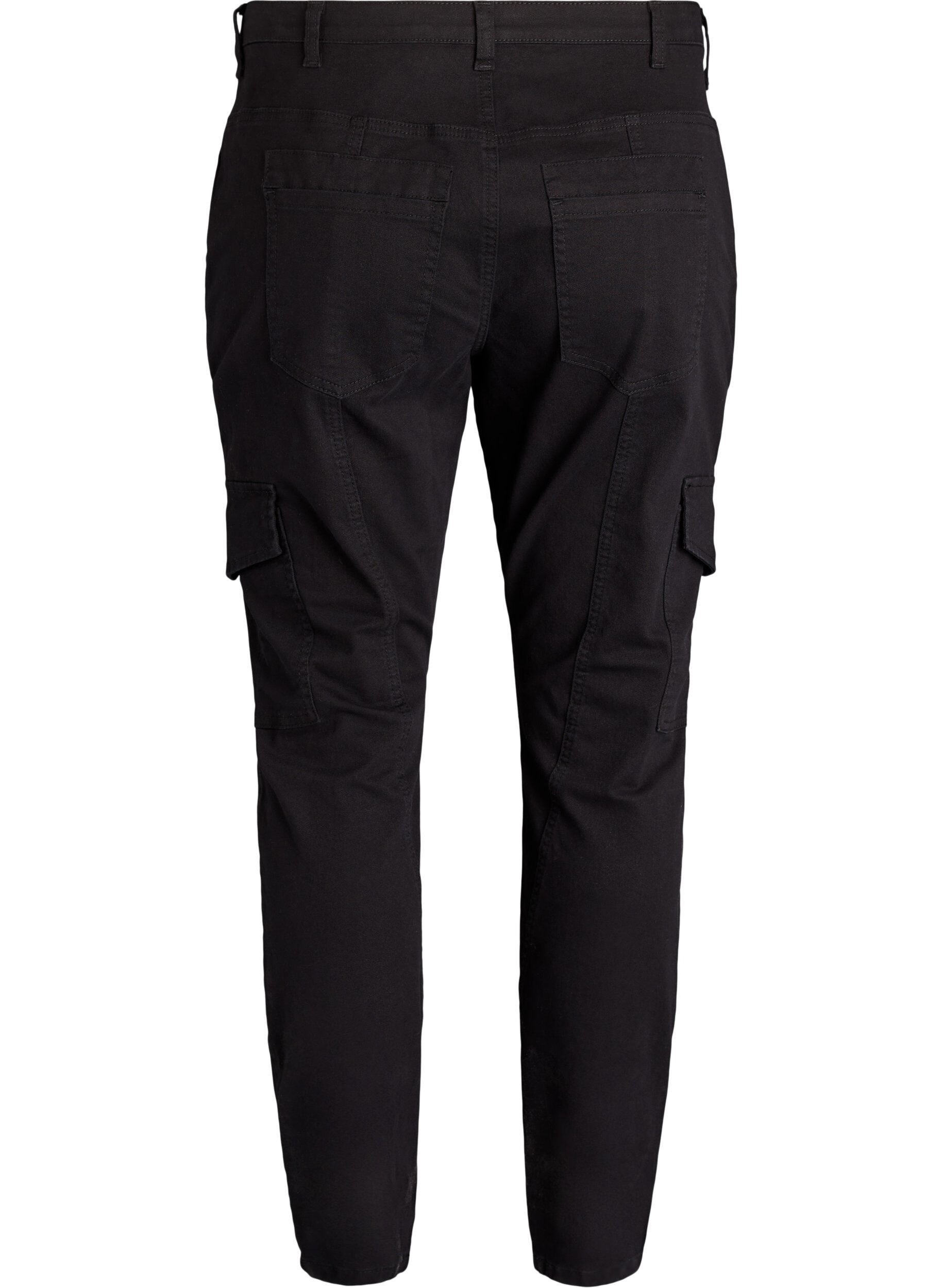 Zizzi Pantalon slim fit avec poches cargo, Noir, Packshot image number 1