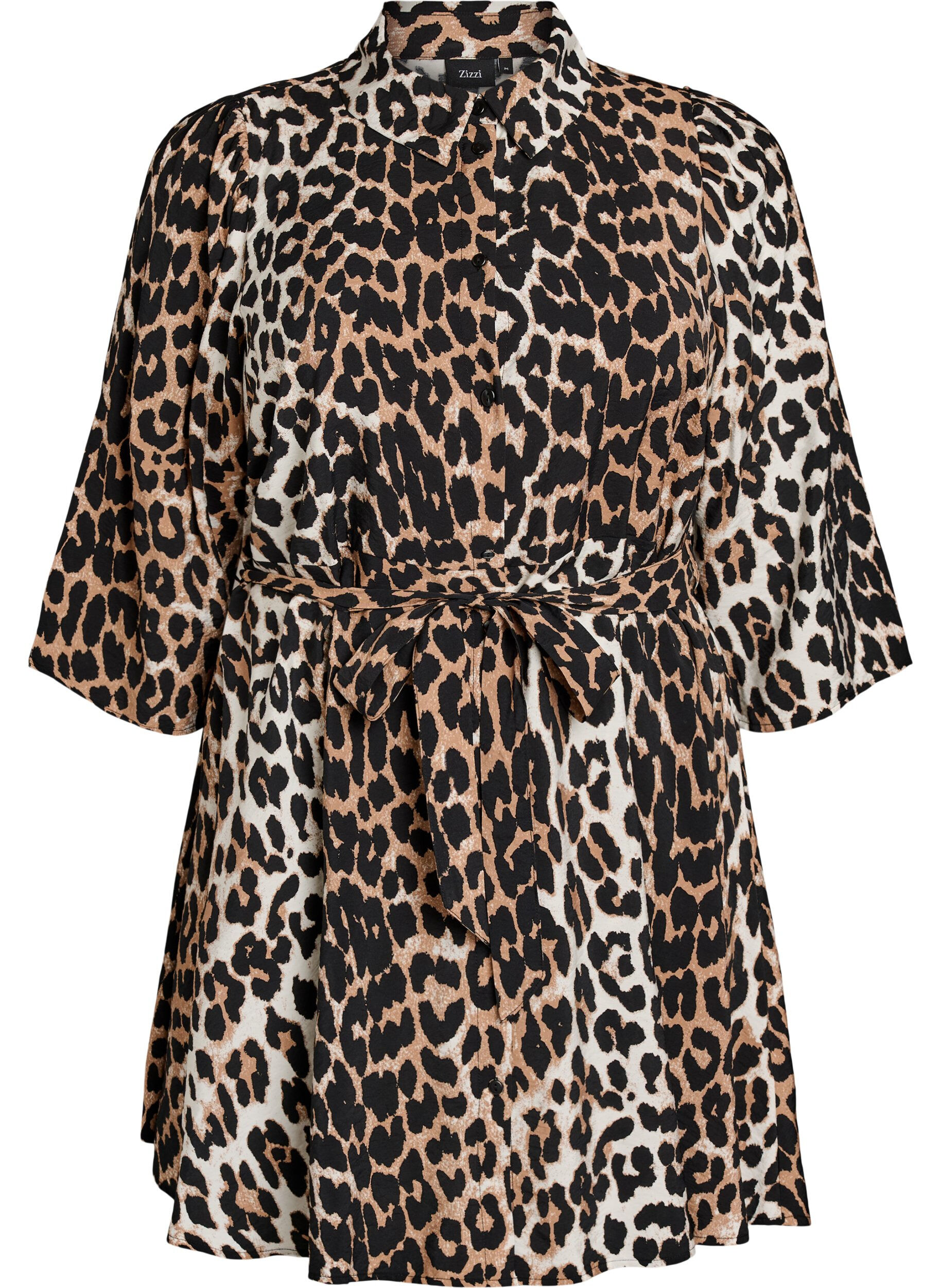 Tunique &agrave; motifs avec une ceinture &agrave; nouer et des manches 3/4