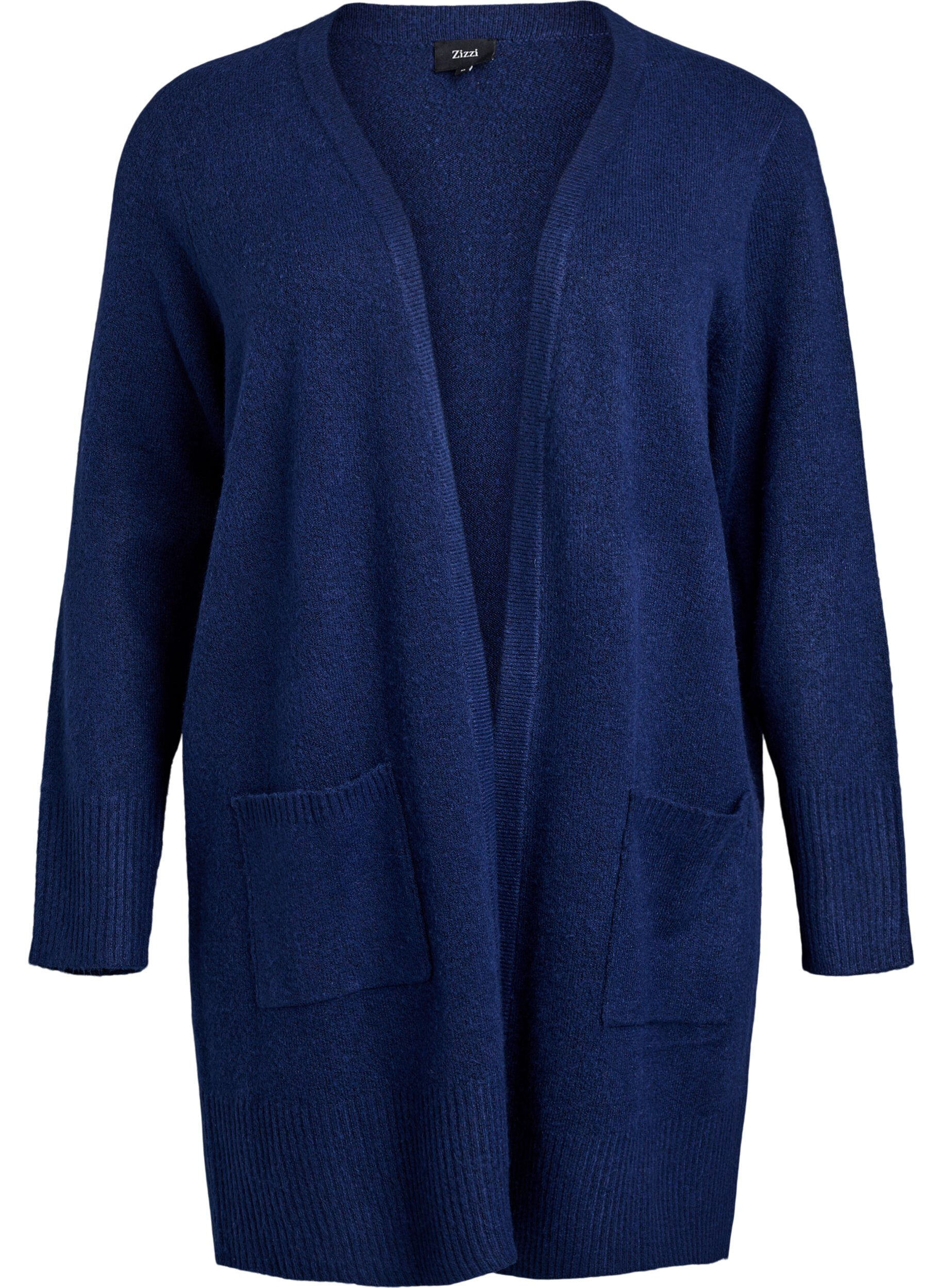 Zizzi Cardigan en tricot c&ocirc;tel&eacute; avec poches, Bleu, Packshot image number 0