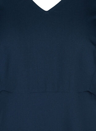 Robe de couleur unie avec col en V, Navy Blazer, Packshot image number 2