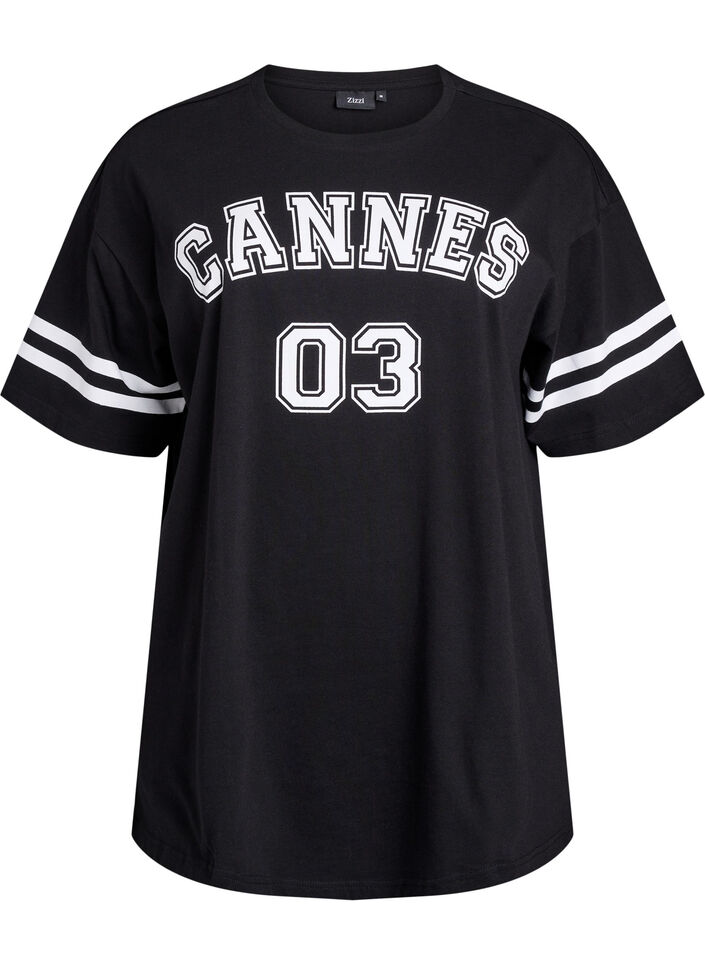 T-shirt collège oversize et sportif, Noir, Packshot image number 0