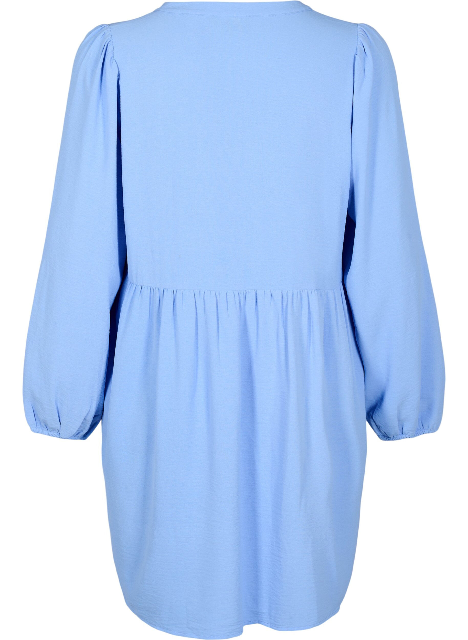 Zizzi FLASH - Robe courte avec des plis et des manches longues, Bleu Clair, Packshot image number 1
