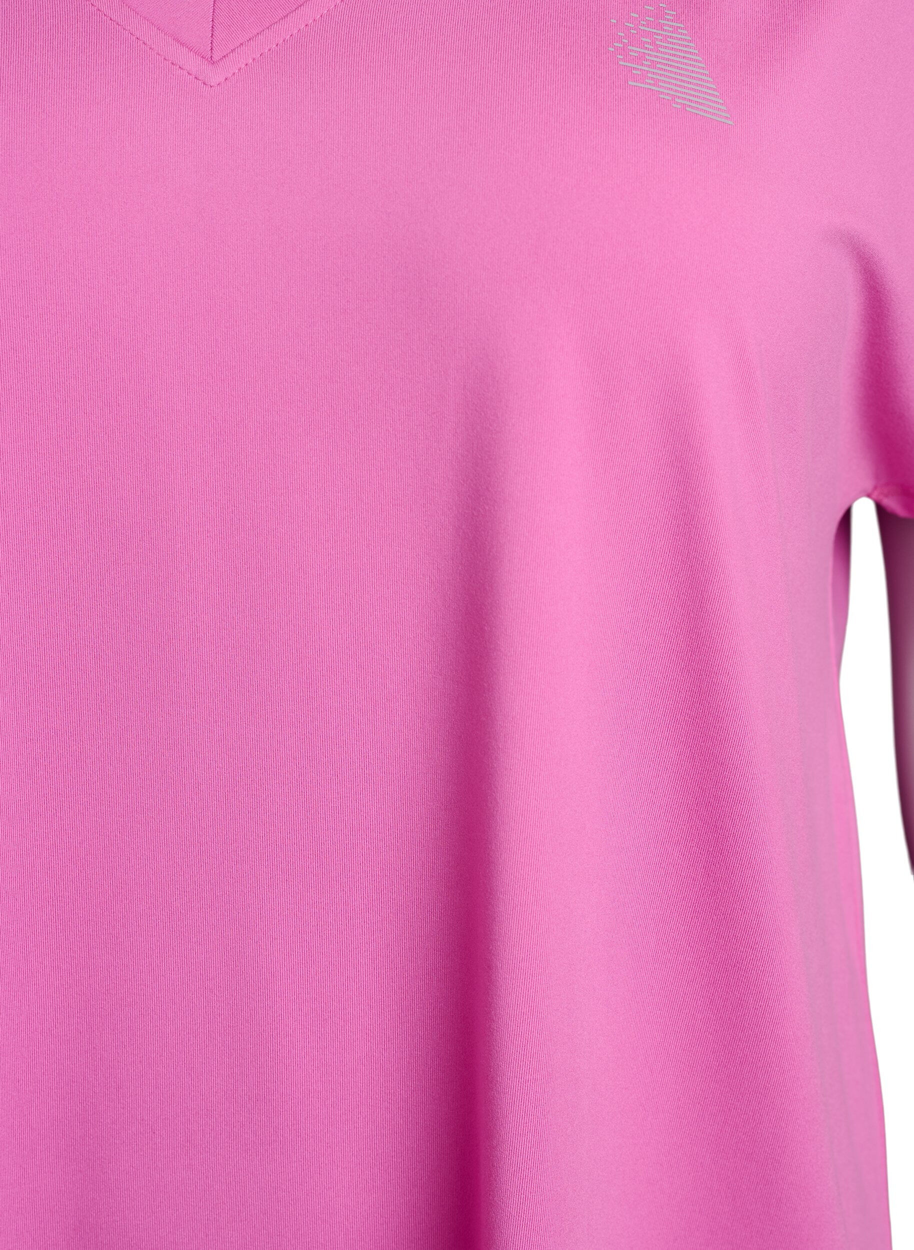Zizzi T-shirt de sport ample avec col en v, Rose, Packshot image number 2