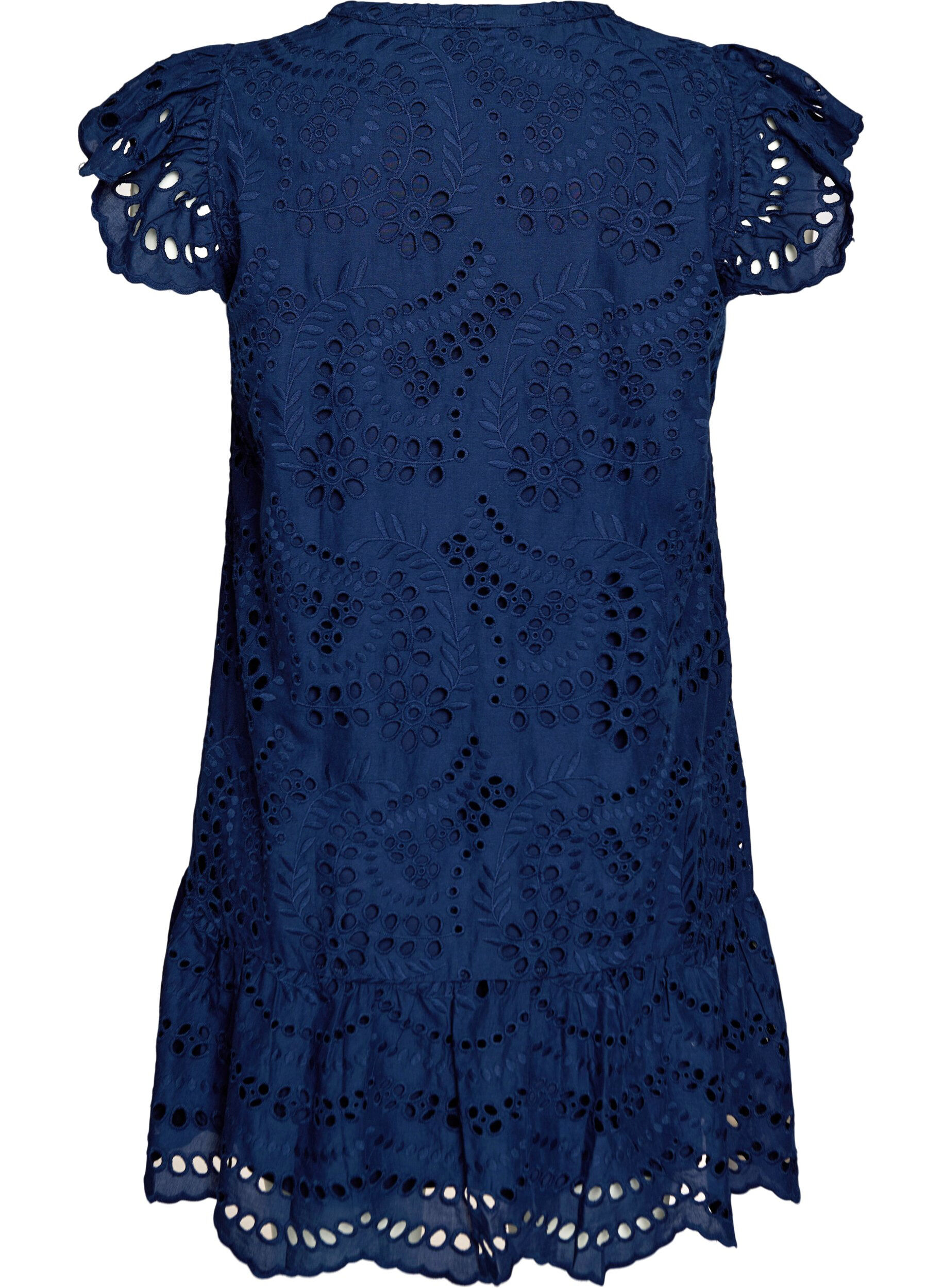Zizzi Robe en broderie anglaise avec manches &agrave; volants, Bleu, Packshot image number 1