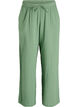 Pantalon taille haute en mousseline de coton &agrave; coupe ample, Vert, Packshot image number 0
