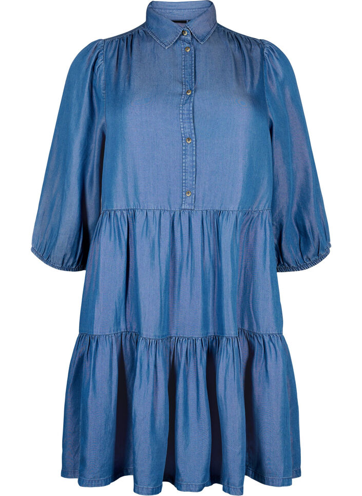 Robe en jean en TENCEL™ Lyocell avec manches 3/4, Blue Denim, Packshot image number 0