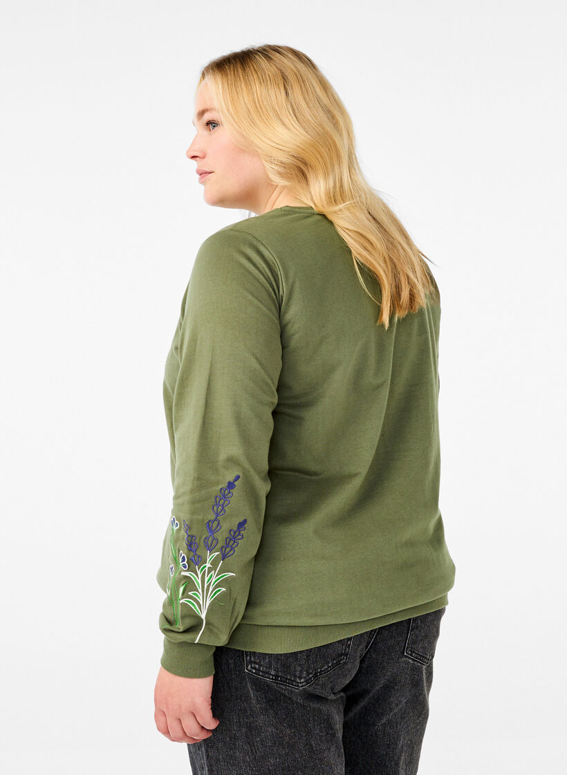 Sweatshirt avec broderie florale, D. L. Green W. emb., Model image number 1