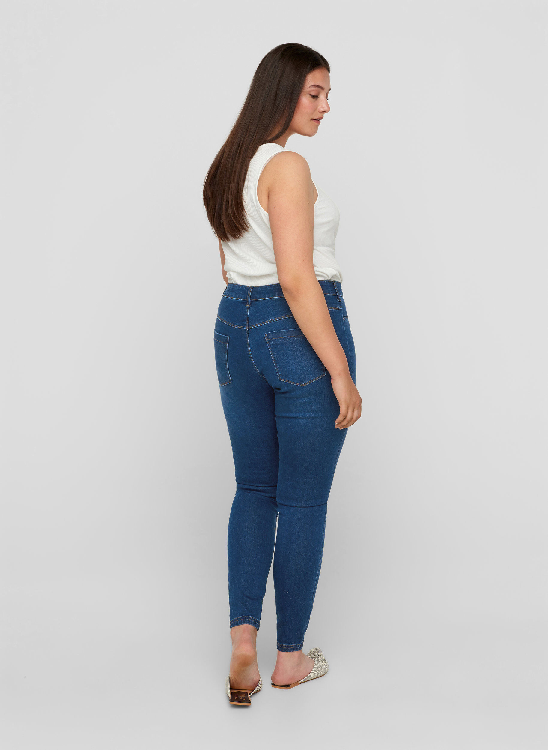 Zizzi Jegging en coton m&eacute;lang&eacute;, Blue denim, Model image number 1
