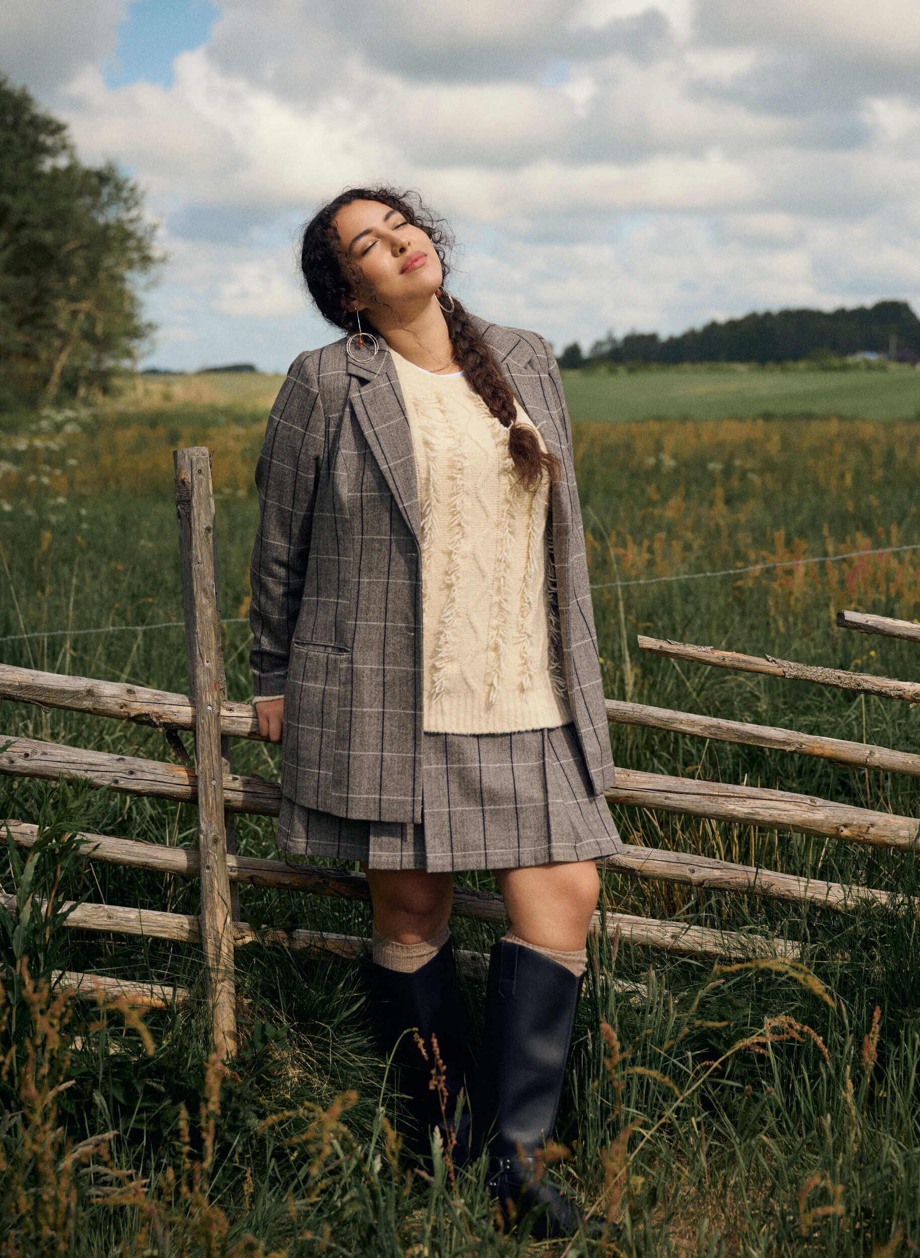 Zizzi Jupe &agrave; carreaux, Marron, Image image number 0