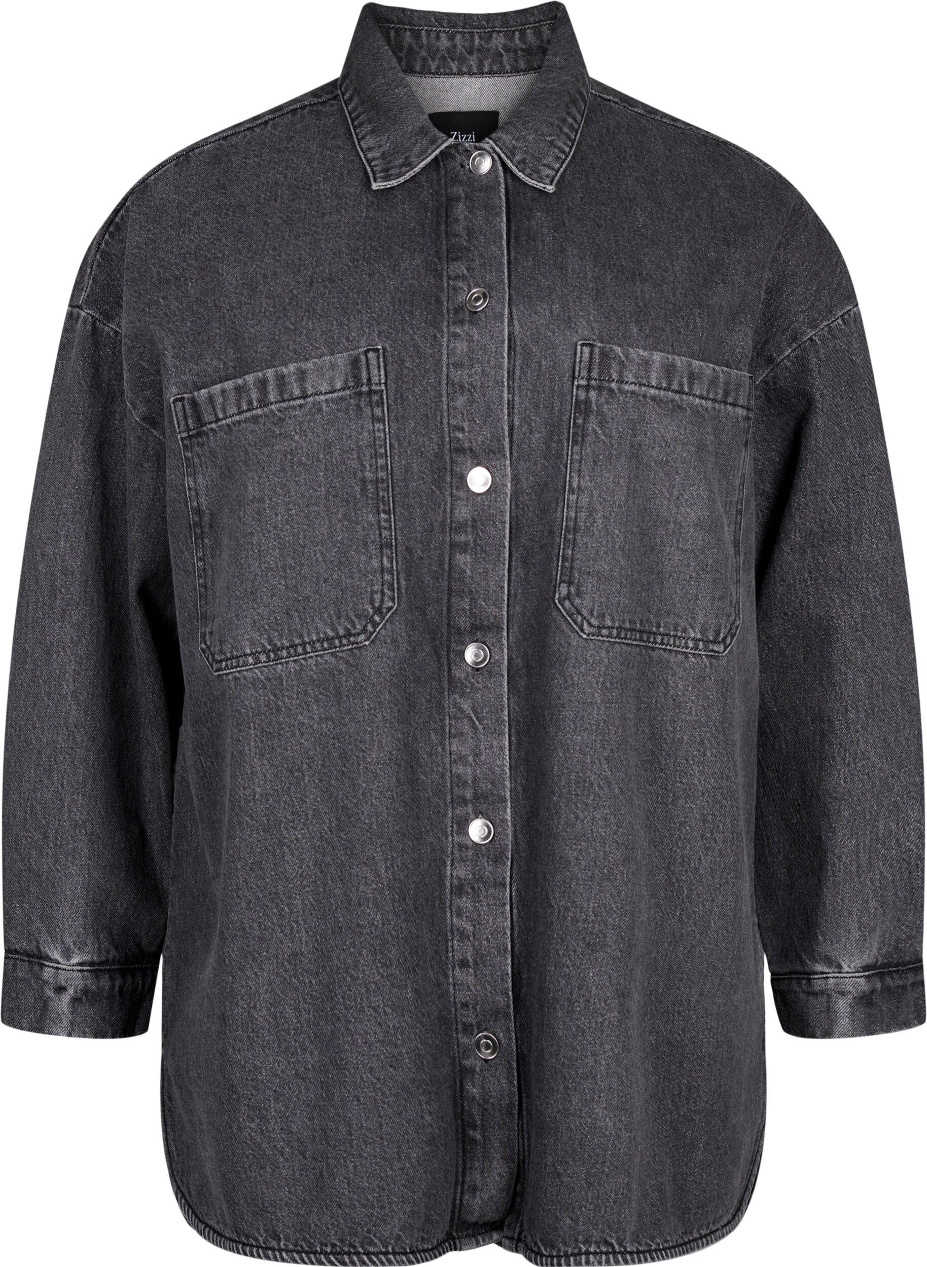 Zizzi Veste en jean ample avec boutons, Grey Denim, Packshot image number 0