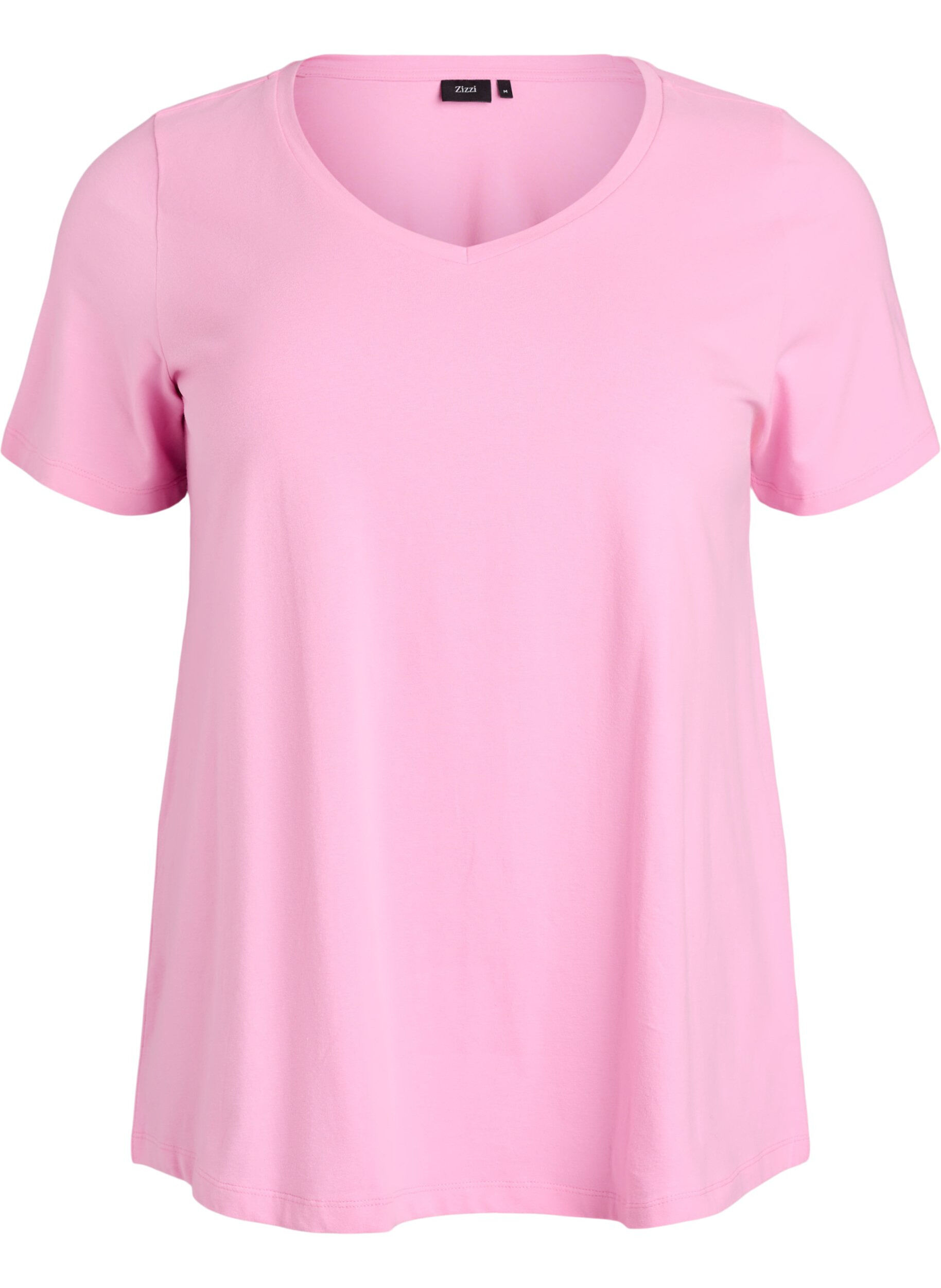 Zizzi T-shirt Basic en coton uni, Rose, Packshot image number 0