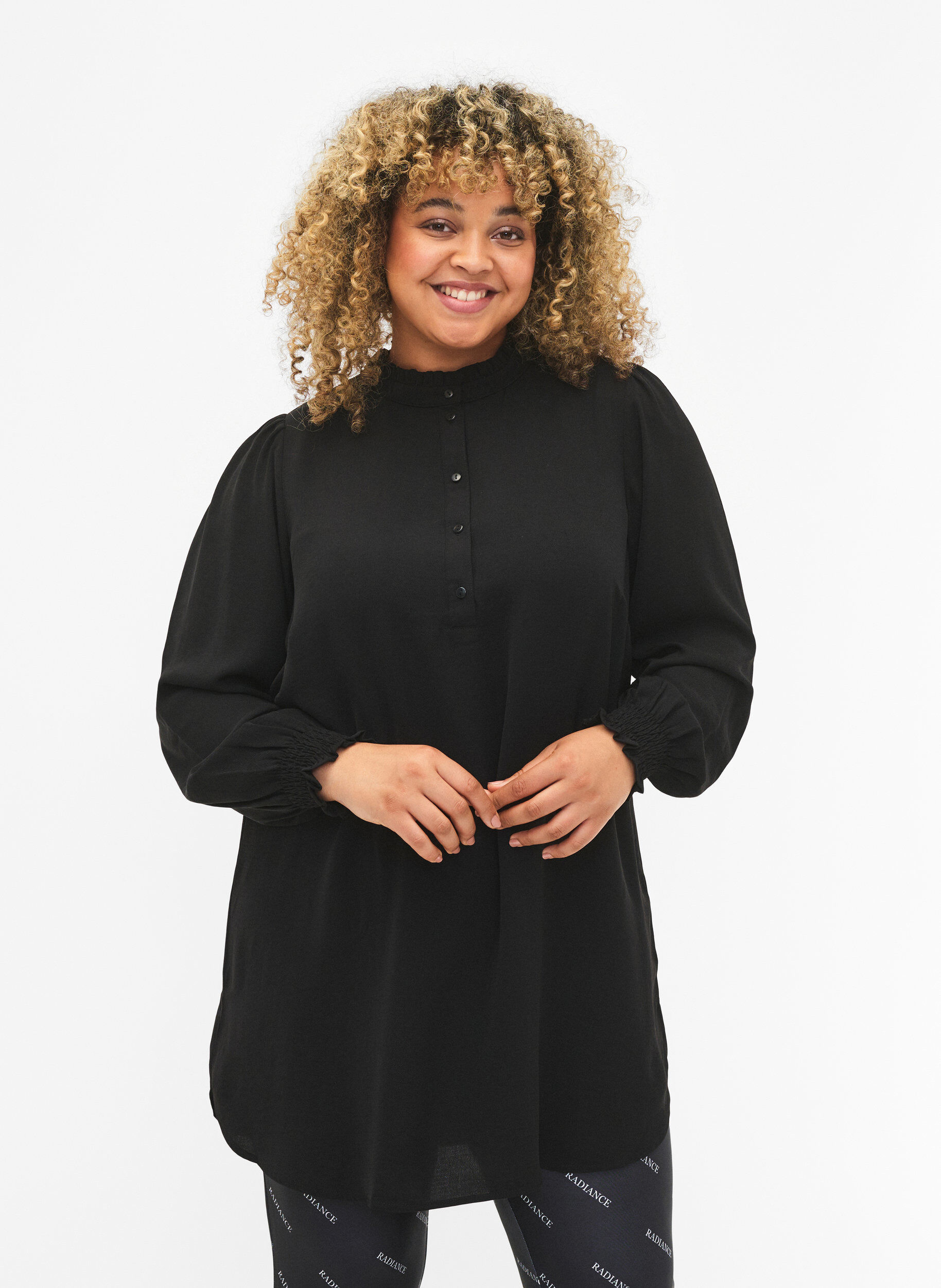 Zizzi Tunique avec des smocks, Black, Model image number 0