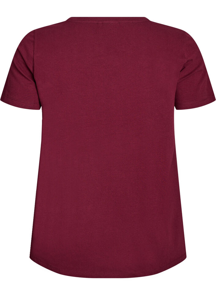 T-shirt basique en coton de couleur unie, Bordeaux fonc&eacute;, Packshot image number 1
