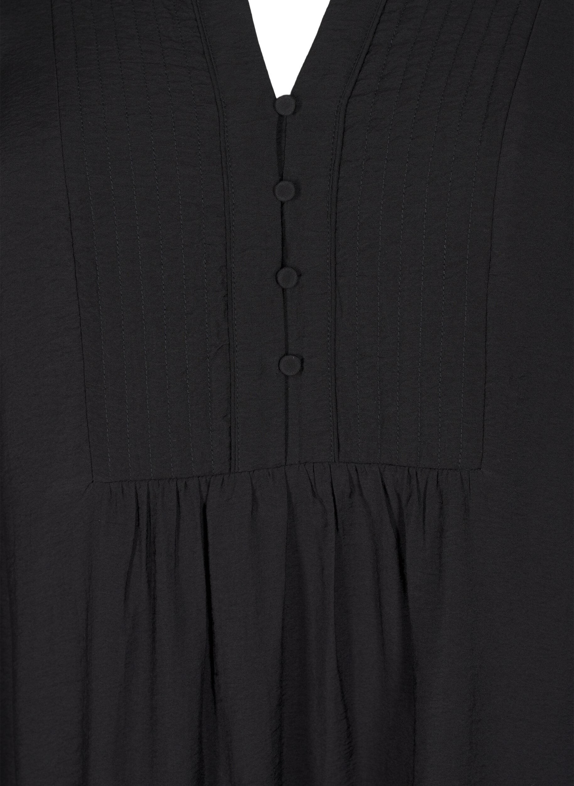 Zizzi Robe courte avec coutures et boutons, Black, Packshot image number 2