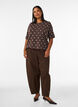 Blouse en maille &agrave; manches courtes &agrave; pois, Marron, Model image number 1