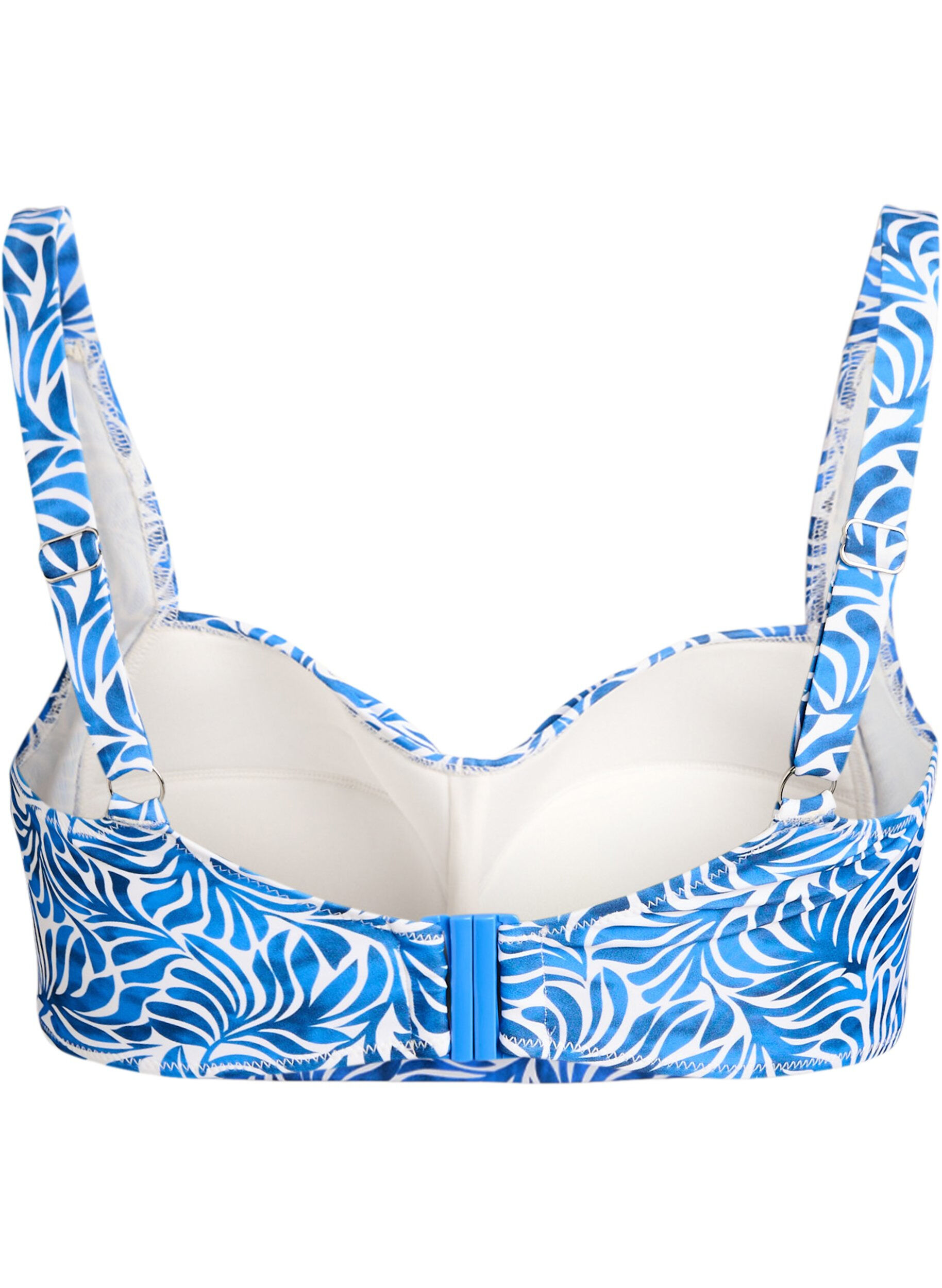 Zizzi Haut de bikini rembourr&eacute; et imprim&eacute;, Bleu, Packshot image number 1