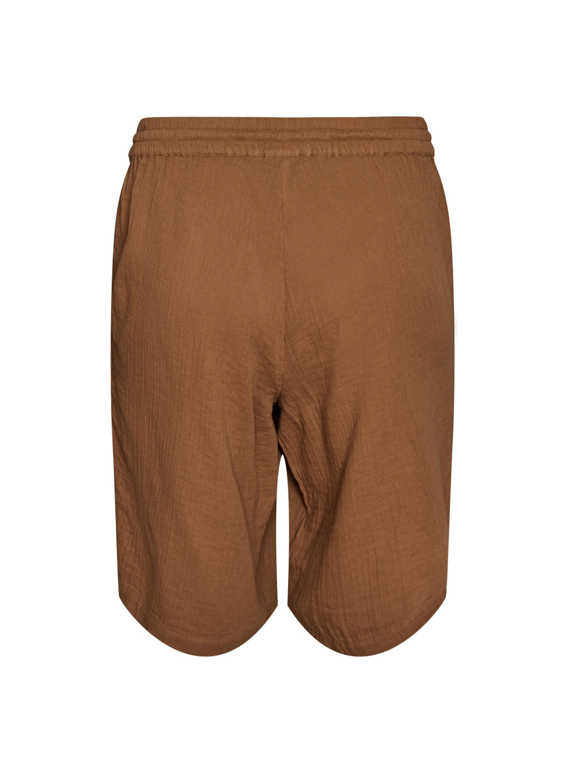 Zizzi Short ample en mousseline de coton taille haute, Marron, Packshot image number 1
