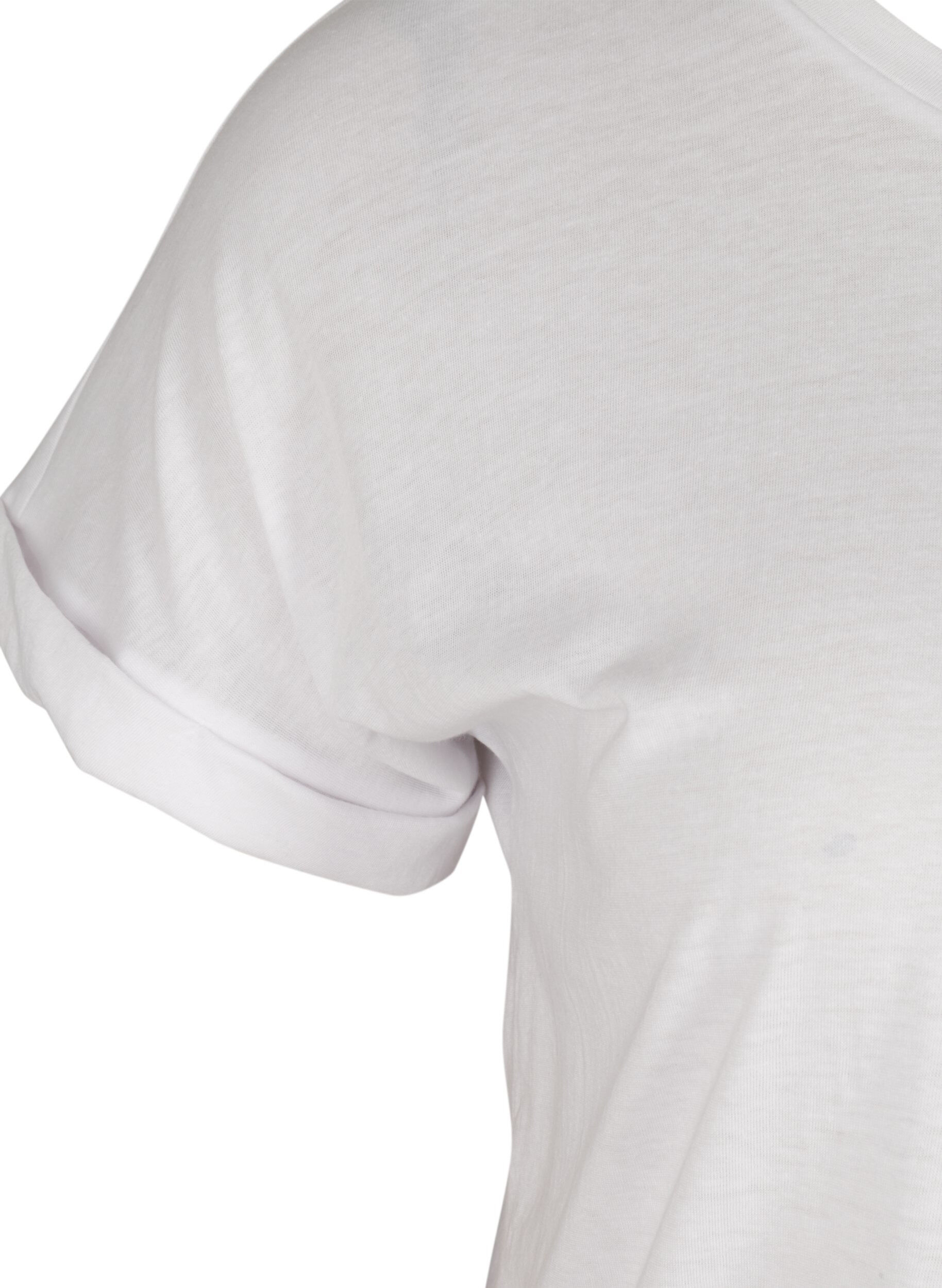 Zizzi T-shirt en m&eacute;lange coton, Bright White, Packshot image number 2