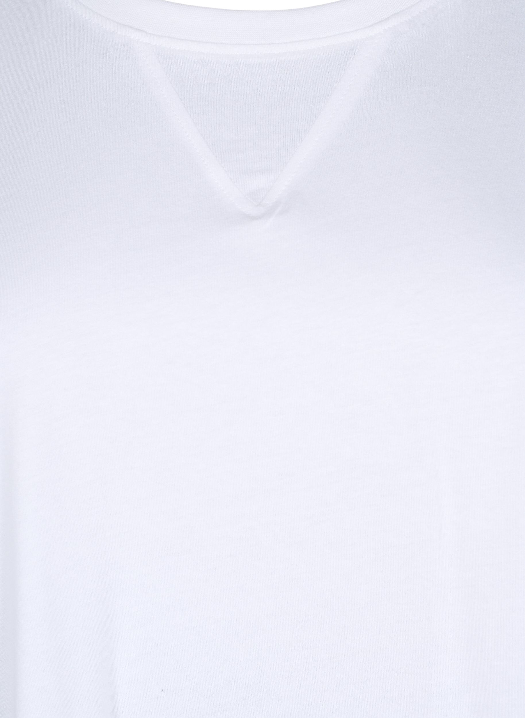 Zizzi T-shirt boxy en coton bio, Blanc, Packshot image number 2