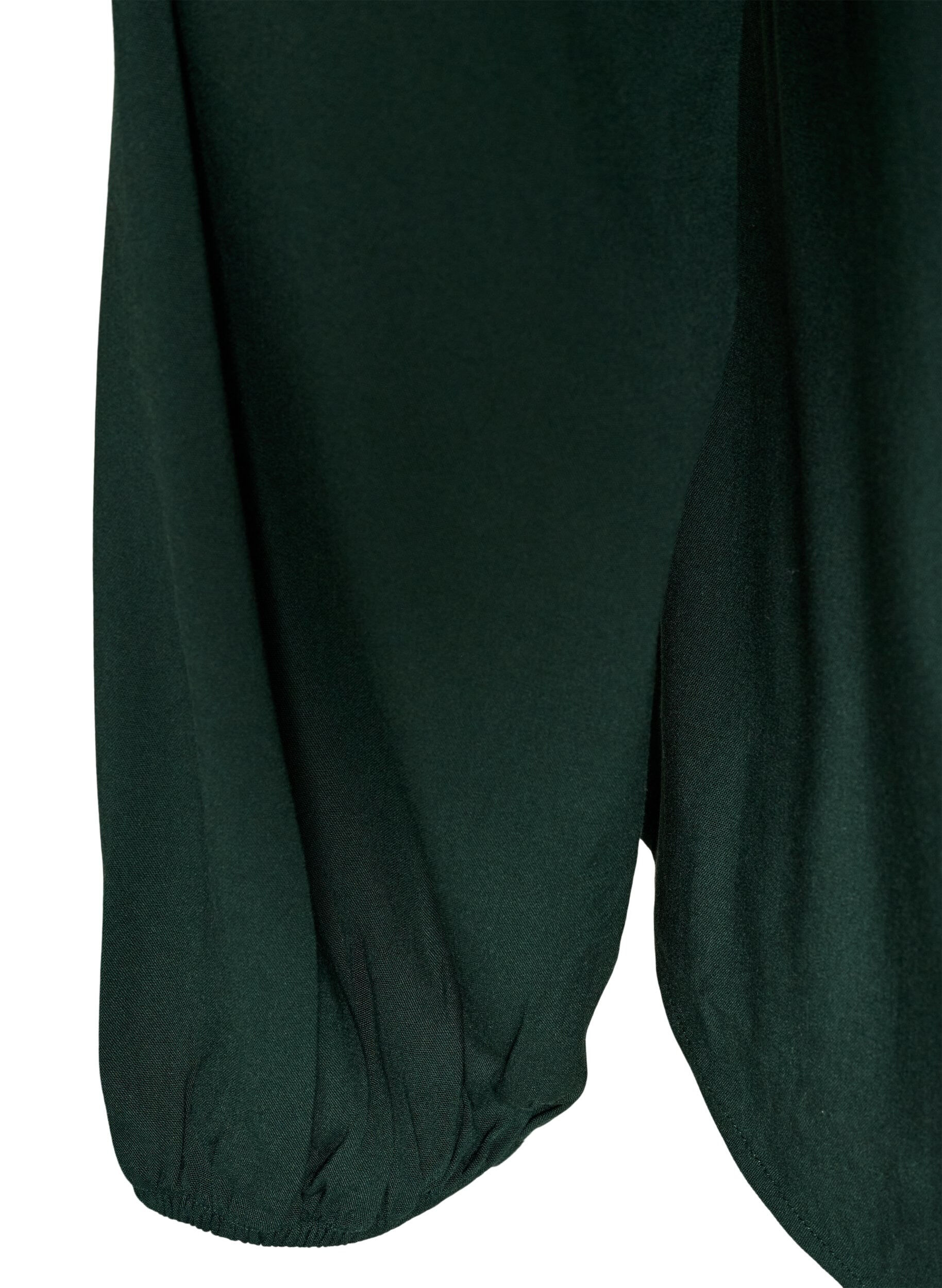 ZizziBlouse en viscose avec col en V et ourlet arrondi, Vert fonc&eacute;, Packshot image number 3